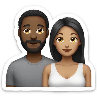 Couple black man with beard and light skinned woman sticker