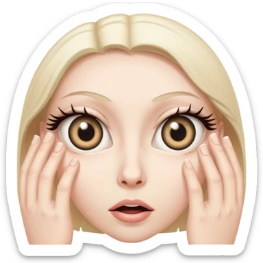 Rolling eyes with hand  sticker