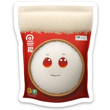 A bag of rice with a bowl of fluffy white rice in the center. The packaging is brown and white with red accents, featuring the bold 'Tastic' logo and promoting 'whiter and fluffier' long-grain parboiled rice. sticker