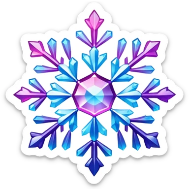 Gradient iridescent Pink violet blue crystal star snowflake  sticker
