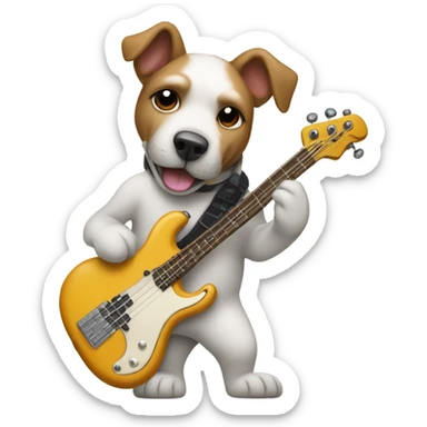 Dog playing bass guitar  sticker