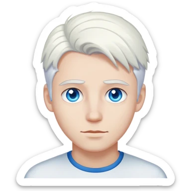 white haired young man with blue eyes sticker