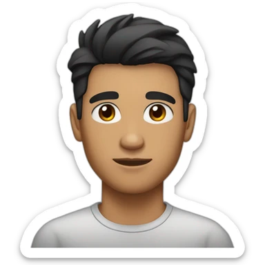 Tan skin with black hair and thick eyebrows young adult male sticker