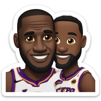 Lebron and Bronny James hugging sticker