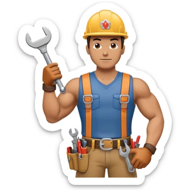 HVAC technician as an action figure logo sticker