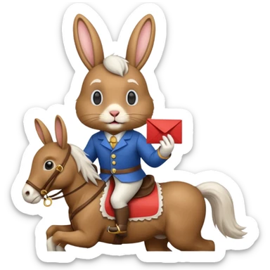 Mail rabbit riding horse sticker