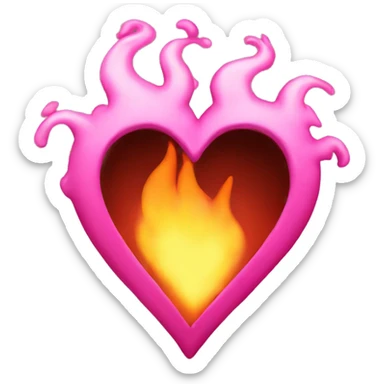 pink fire heart sticker