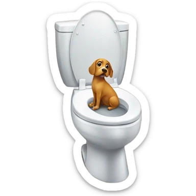 Dog pooping on toilet  sticker