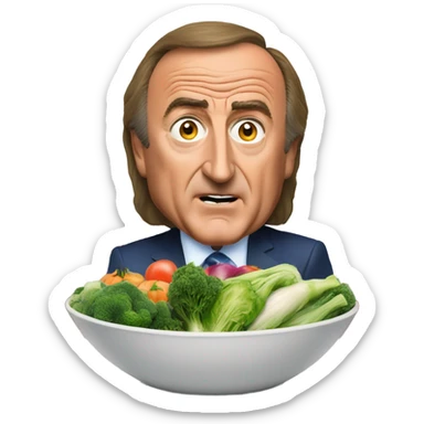 Al Michaels looking scared next to bowl of vegetables  sticker