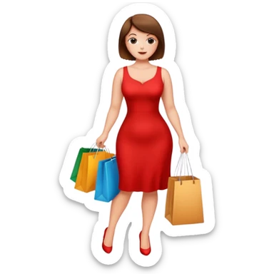 Pretty, slightly curvy white woman with short brown hair shopping sticker