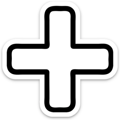 Edit the blue plus symbol icon to be simple, bold, with no text and no background, keeping it clean and clear with thick lines. sticker