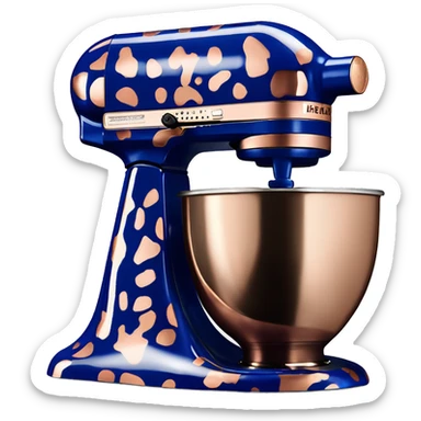 Realistic royal blue kitchenaid mixer decorated with rose gold leopard print pattern. sticker