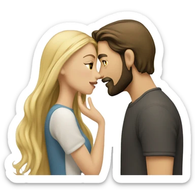 Brunette guy with beard kissing blond girl with long hair sticker