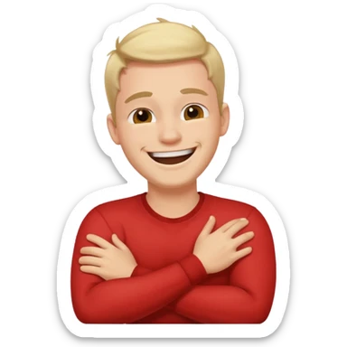 arms crossed holding neck laughing guy sticker