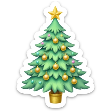 a pastel green christmas tree a yellow star sticker