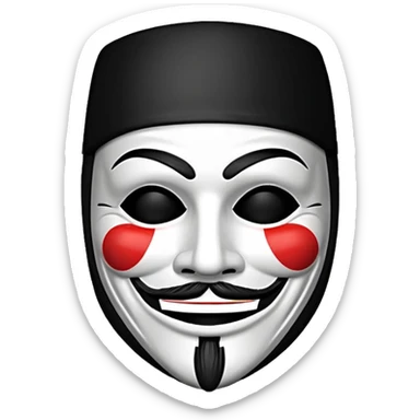 Black and white Guy fawkes mask emoji sticker