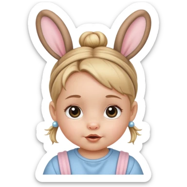 bunny ear accessory wearing baby bun hair sticker