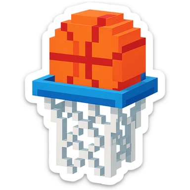 Voxel-style basketball in a net, no background, variation 2. sticker