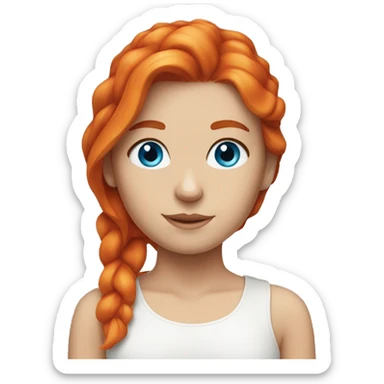 White girl with red and orange hair with blue eyes sticker