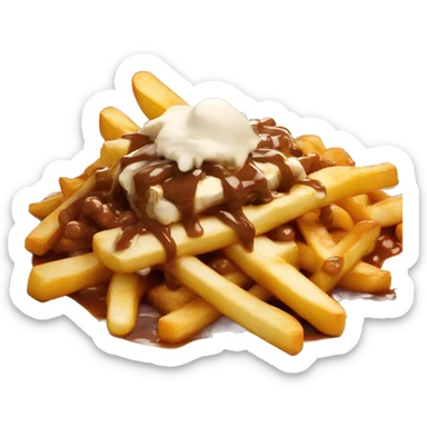 “Quebec poutine with crispy fries, melted white cheese curds, and rich brown gravy.” sticker