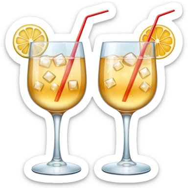 two cocktail cheers each other, without fruit, without tube sticker