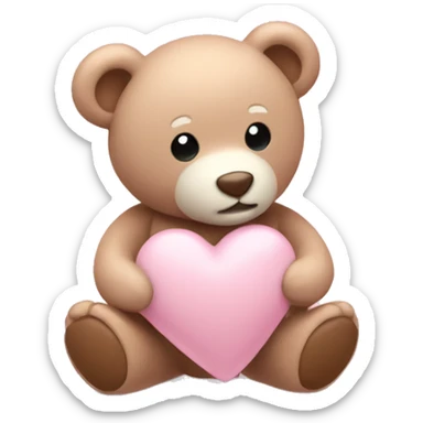 Light pink heart with teddy bear sticker