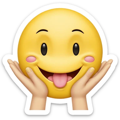 Hands spreading open while a smiley face with its tongue out is in the middle sticker