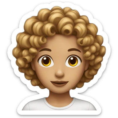 Gril with short brown curl sticker