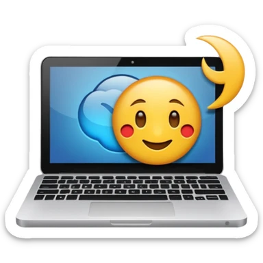 laptop ile çalışan kulaklık tana biri, bilgisayar logosuz olsun sticker