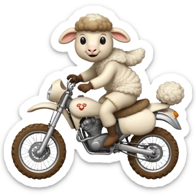 cartoon sheep on a dirt bike jumping sticker