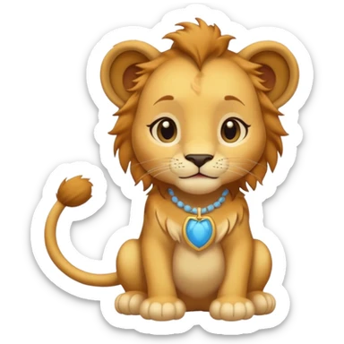 in lion family, only baby Girl lion., full body, single tail sticker