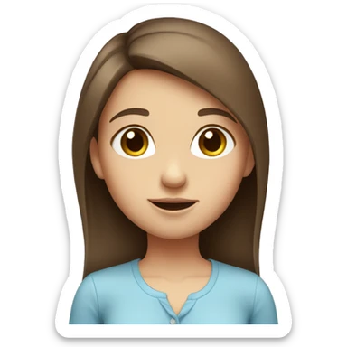 Cute girl with straight brown hair and blue eyes in a shirt sticker