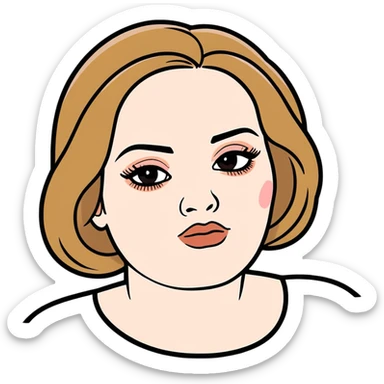 8k, 7000x7000px resolution, clean, smooth, thin lines, ultra detailed, hyperrealism, celebrity, best selling singer, Adele 2024. Glossy appearance, clean thin lines. Perfect makeup, full view sticker