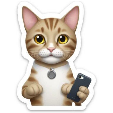 Cat with iPhone  sticker