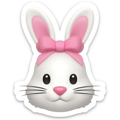 Pink bow down emoji of a bunny sticker