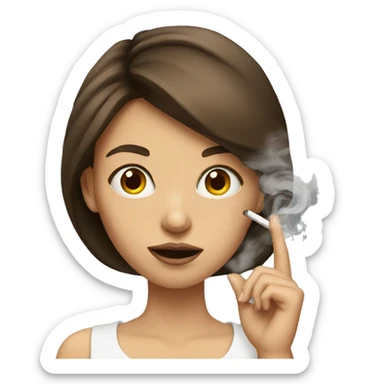 girl with a brown hair smoking cigarette  sticker