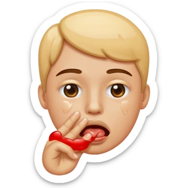 fingers inside mouth saliva sticker