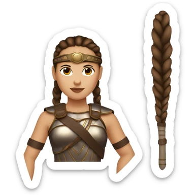 Girl gladiator with French braids, brown hair and sunglasses sticker