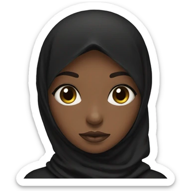 Black hijab girl with a black hijab is sad sticker