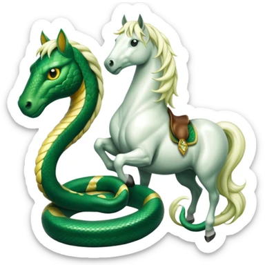 I need a slytherin inspired emoji (like emerald green and snakes) and something with a horse sticker