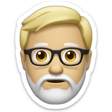 Theorus with Blond hair and beard with glasses with a sad face with black skin sticker