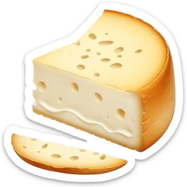 cinematic-realistic-brie-cheese-emoji,-featuring-a-creamy gooey center,-soft-ripened-cheese-with-a-delicate-rind-rendered-with-lifelike-detail-and-inviting,-natural-lighting. sticker