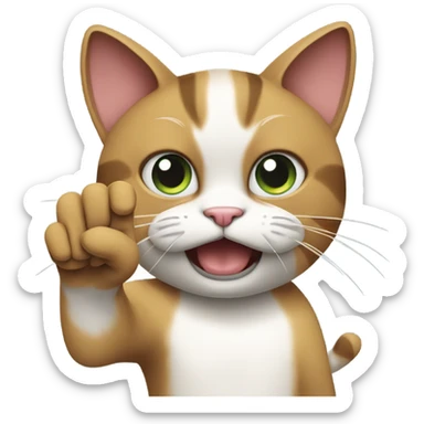 Angry cat with a peace sign  sticker