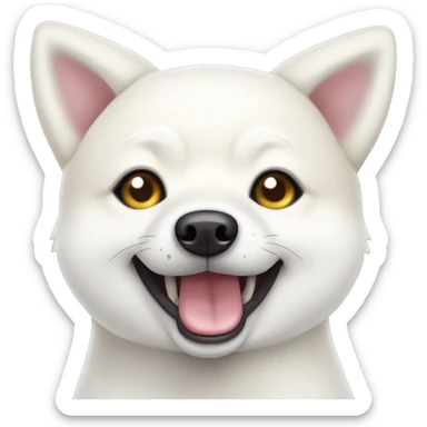 white shiba inu face | grinning face with big eyes | mouth | open | smile sticker