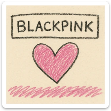 BLACKPINK-inspired object, black and pink colors, playful and childlike drawing, children doodle style sticker