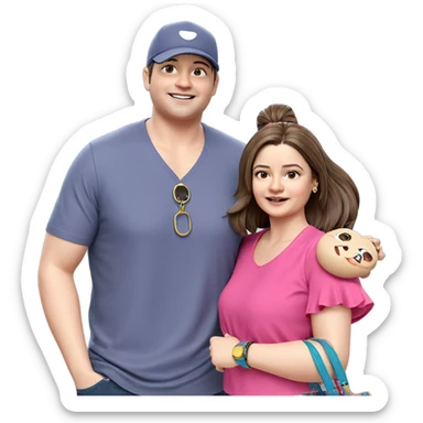 cute couple with playful accessories sticker