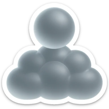 front view, person made of white convex clouds, shoulder up, matte glass style sticker