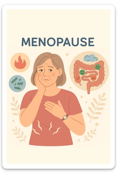 donna in menopausa con la disbiosi intestinale sticker