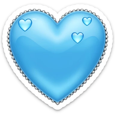 sky blue heart with bling effect sticker