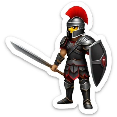 Fantasy spartan warrior male wearing detailed black armor with a red plumed helmet
 sticker